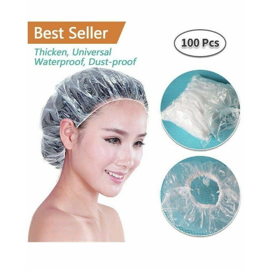 

Hats 100 Pcs/Set Disposable Plastic Protective Shower Cap. Size, #1