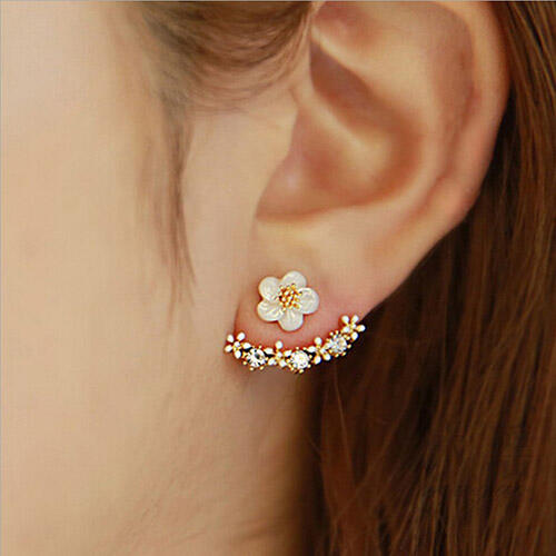 

Rhinestone Daisy Flower Back Hanging Stud Earrings, Gold;silver, 465585