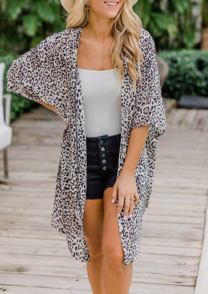 

Presale - Leopard Printed Half Sleeve Cardigan, 465634
