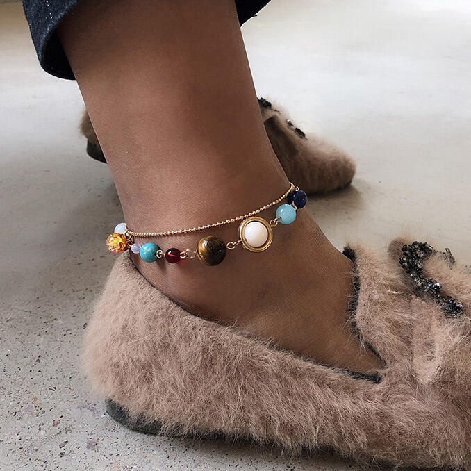 

Women Fashion Bead Anklet, Gold, 465599