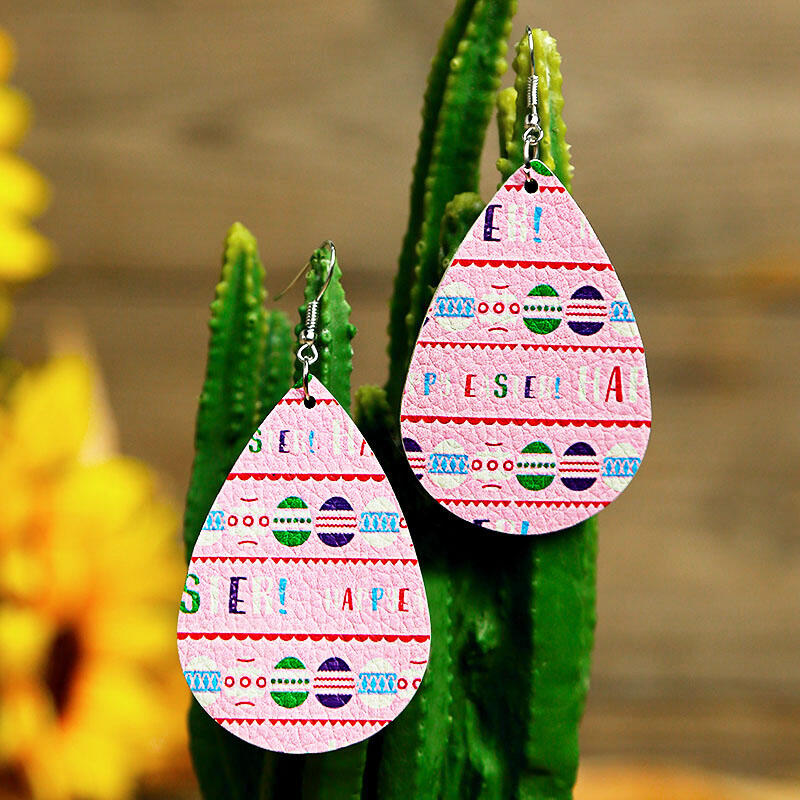 

Earrings Easter Eggs PU Leather Earrings in White. Size