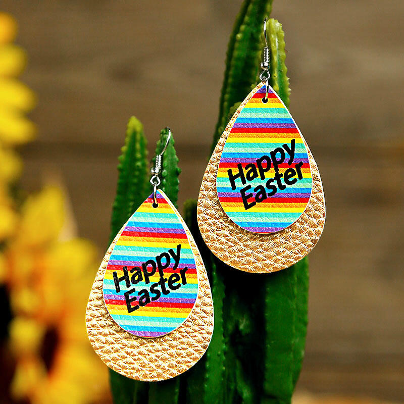 

Earrings Happy Easter Dual-Layered PU Leather Earrings. Size, Pink