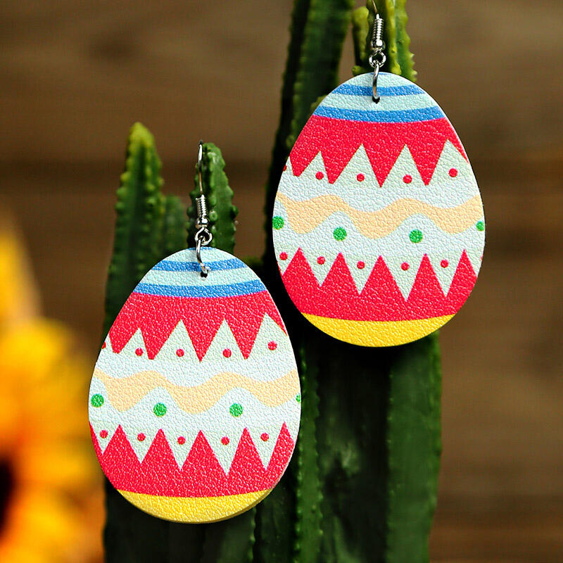 

Earrings Easter Day Wave Lucky Shamrock PU Leather Earrings. Size, Red