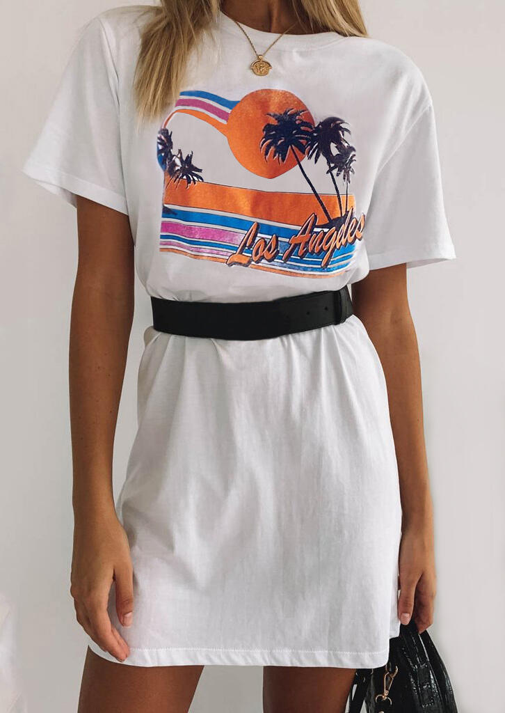 

Presale - Los Angeles Sunset Beach Mini Dress without Belt - White, 465881