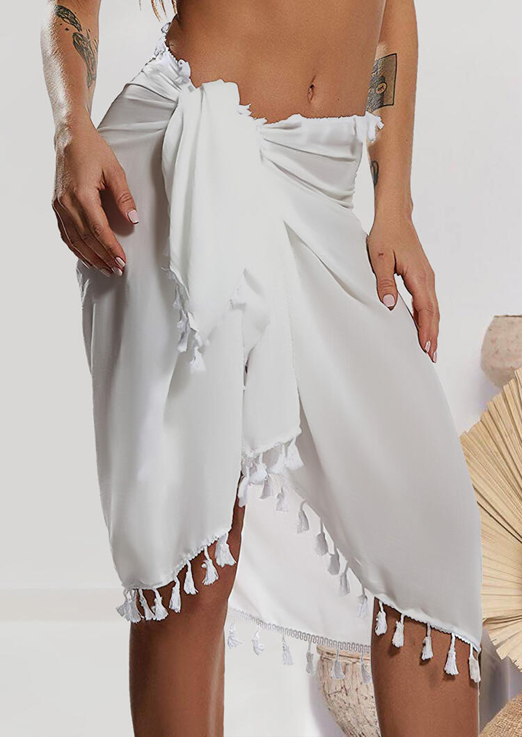 

Cover Ups Tassel Casual Cover Up - White. Size
