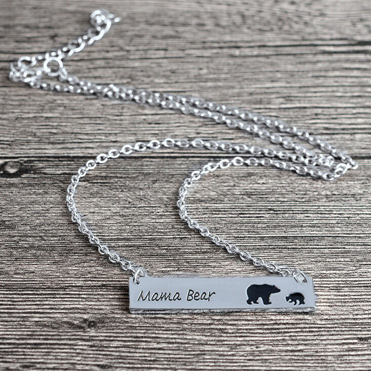 

Mama Bear Pendant Alloy Necklace, Pattern1;pattern2;pattern3, 465956