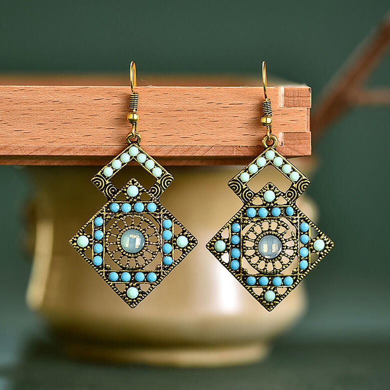 

Earrings Vintage Hollow Out Beads Earrings. Size, Royal blue