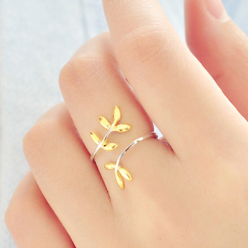 

Rings Fashion Leaf 925 Silver Ring. Size, Gold
