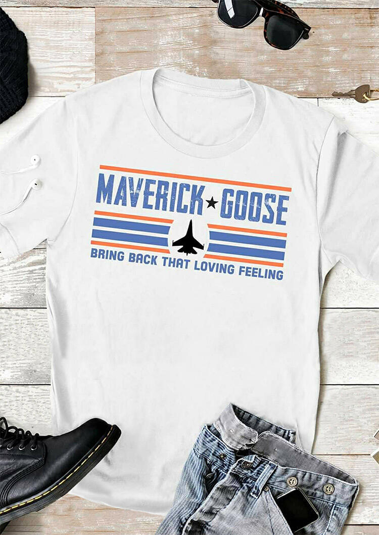 

Tees T-shirts Maverick Goose Bring Back That Loving Feeling T-Shirt Tee in White. Size: ,M,XL