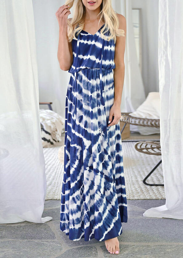 

Maxi Dresses Tie Dye Spaghetti Strap Maxi Dress in Blue. Size