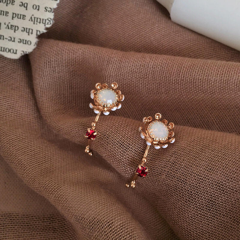 

Earrings Presale - Women's Rhinestone Petal Studded Earrings. Size, Gold