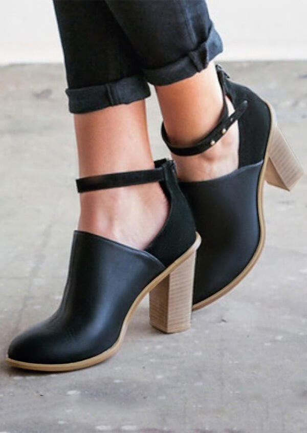 

Heels Ankle Strap Zipper Heels in Black. Size: ,36,39