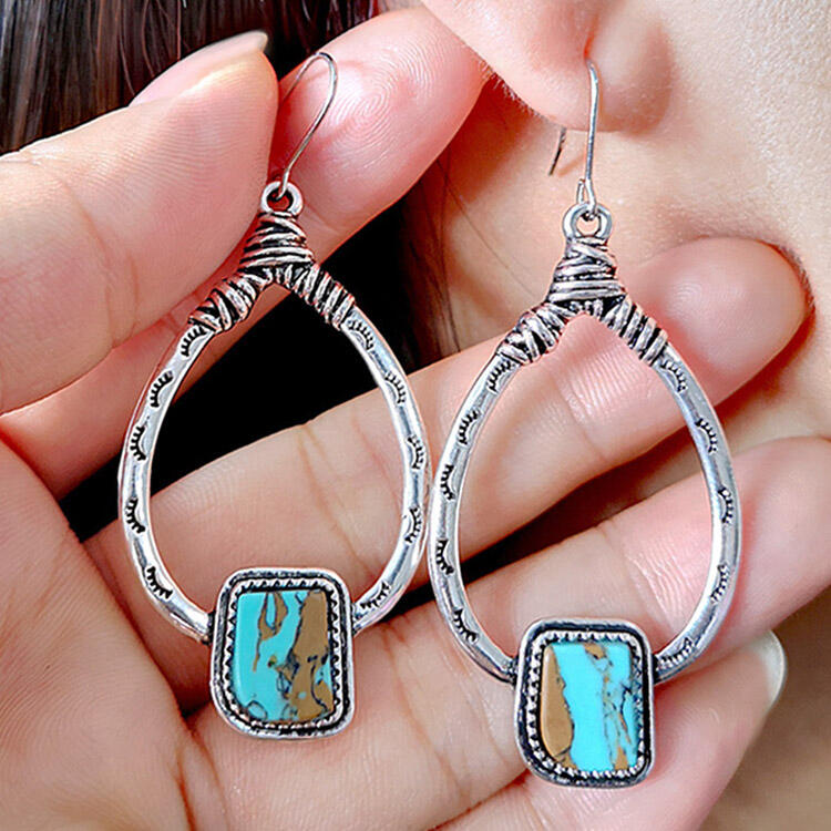 

Earrings Turquoise Eyelash Carved Alloy Earrings. Size, Silver