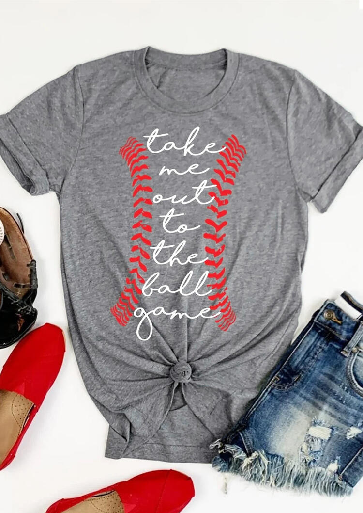 

Take Me Out To The Ball Game Baseball T-Shirt Tee - Gray, 466677