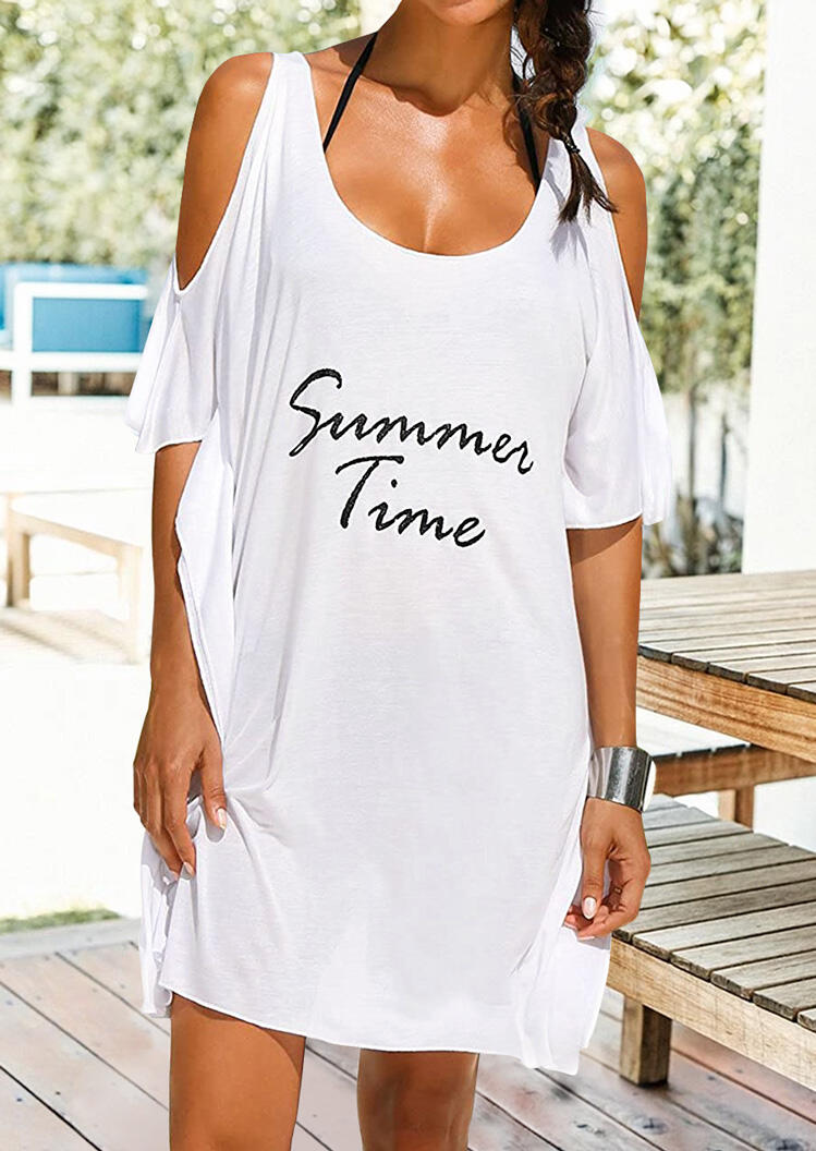 

Presale - Summer Time Cold Shoulder Mini Dress - White, 466759