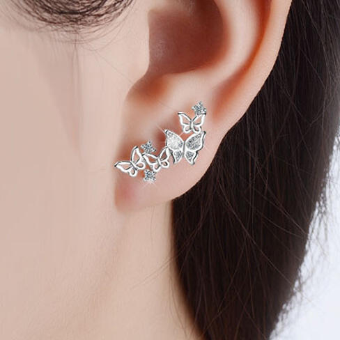 

Fashion Butterfly Rhinestone Stud Earrings, Silver;rose gold, 466781