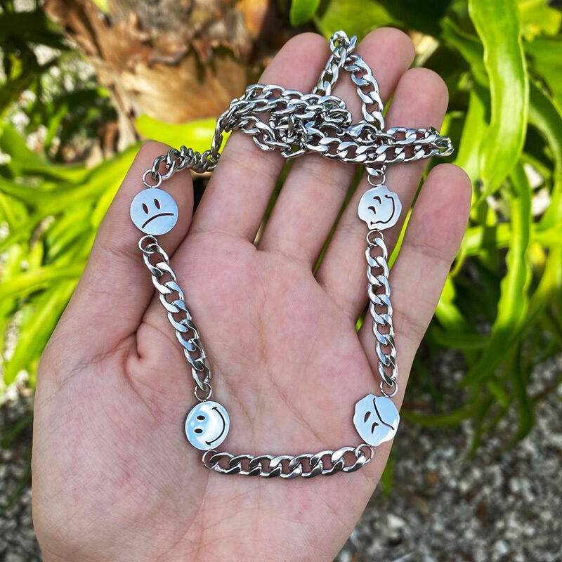

Presale - Happy Sad Expression Necklace, Silver, 466716