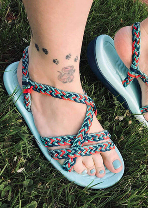 CrissCross Braided Beach Flat Sandals Fairyseason CrissCross Braided Beach Flat Sandals Fairyseason
