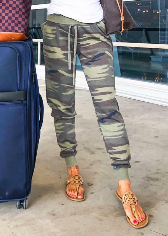 

Pants Camouflage Printed Pocket Drawstring Pants in Camouflage. Size