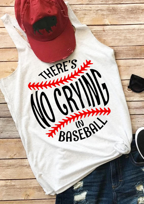 

Tank Tops There's No Crying In Baseball Racerback Tank Top in White. Size