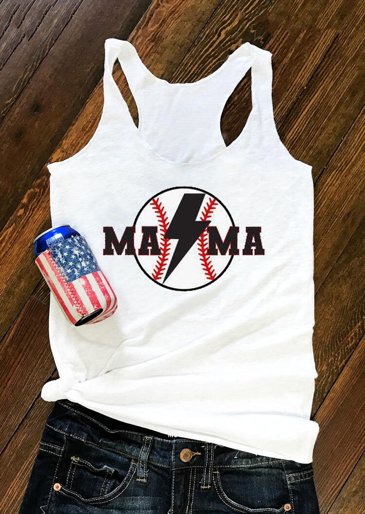 

Presale - Baseball Mama O-Neck Casual Tank - White, 466953