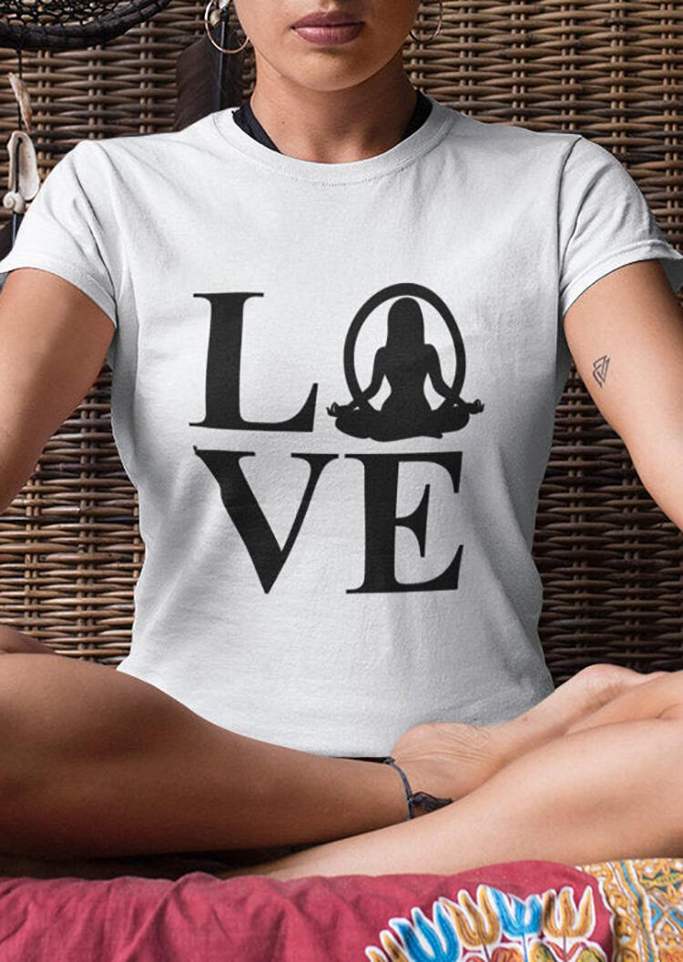 

Tees T-shirts Presale - Love Yoga O-Neck T-Shirt Tee - White. Size: S,M,,XL