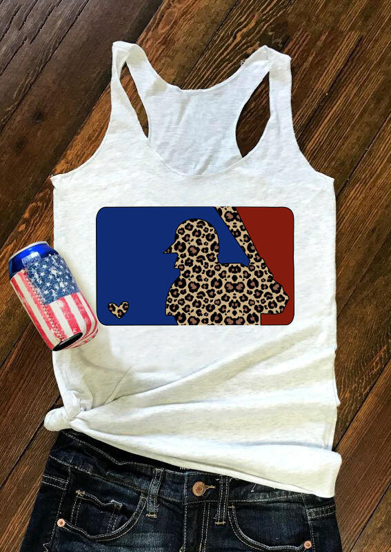 

Tank Tops Presale - Leopard Printed Splicing Heart Baseball Tank - Light Grey. Size: S,M,,XL