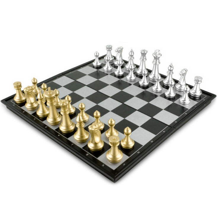 

Hobbies and Toys Square Magnetic Travel Folding Chess Set in Black. Size