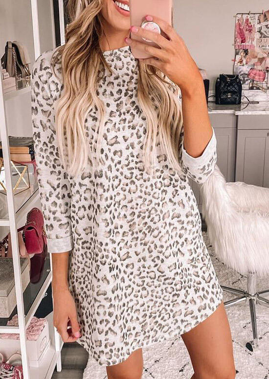 

Mini Dresses Leopard Pocket Mini Dress in Leopard. Size