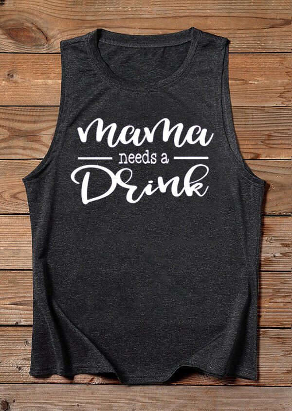 

Tank Tops Mama Needs A Drink Casual Tank Top in Dark Grey. Size