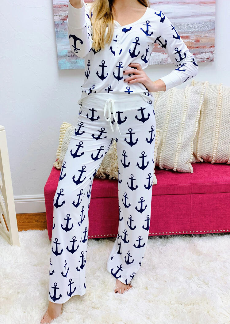 

Sleepwear Presale - Anchor Drawstring Pajamas Set - White. Size: S,M,,XL