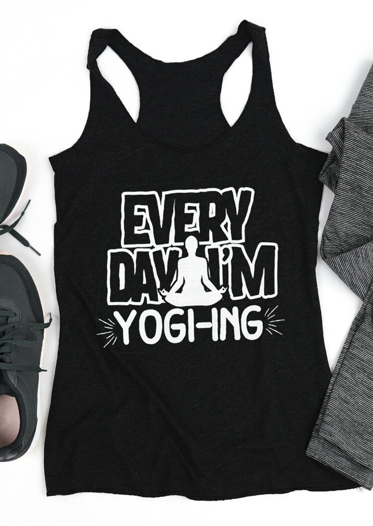 

Tank Tops Every Day I'm Yogi-ing Casual Tank - Black. Size: S,M,,XL