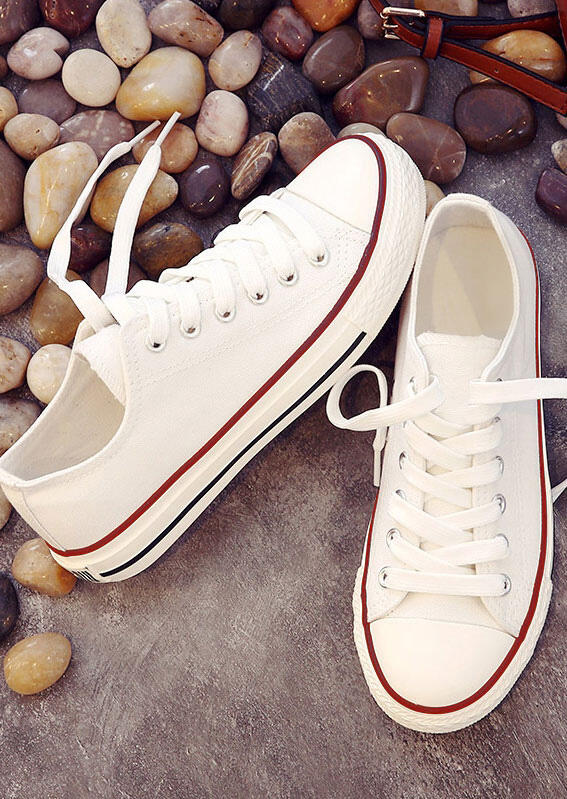 Solid Lace Up Canvas Sneakers