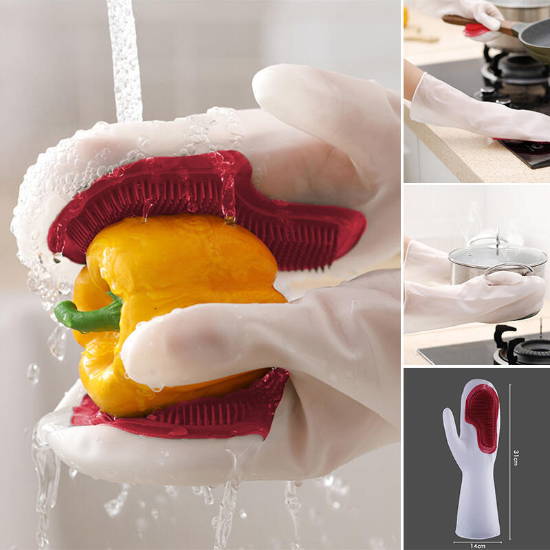 

Tools Non-slip Magic Silicone Dishwashing Scrubber Gloves, Gray