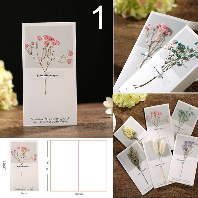 

Home Decor 4Pcs Handmade Dried Flower Greeting Cards in Pattern1. Size