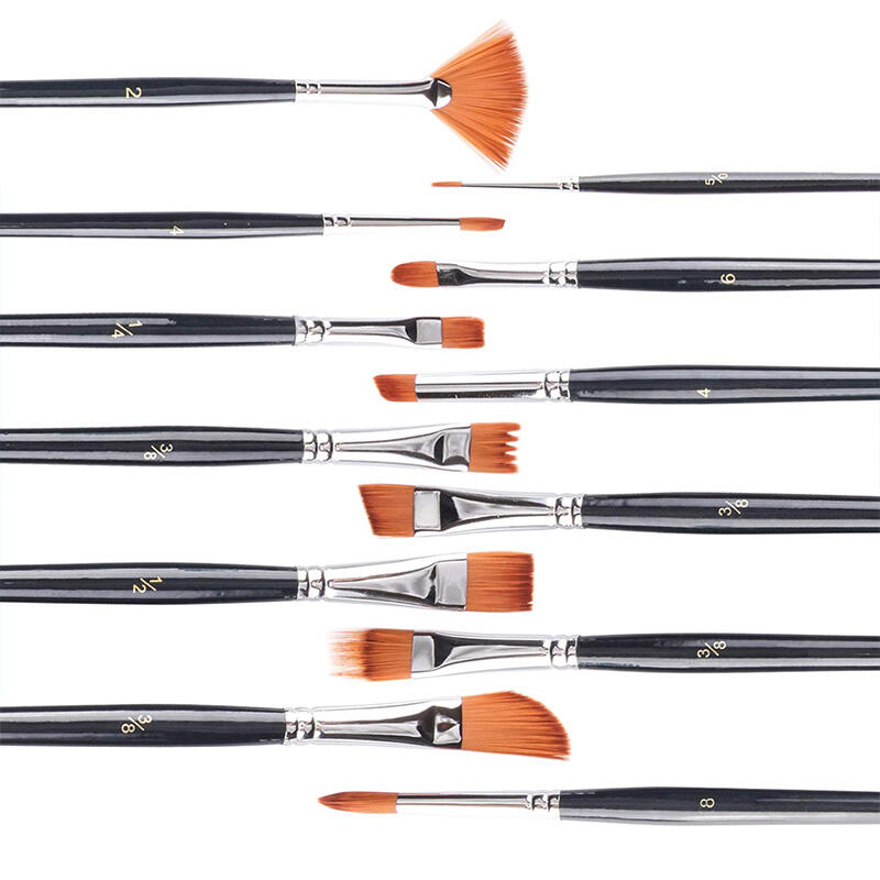

Home Decor 12Pcs Watercolor Nylon Art Hair Brushes Set, Black