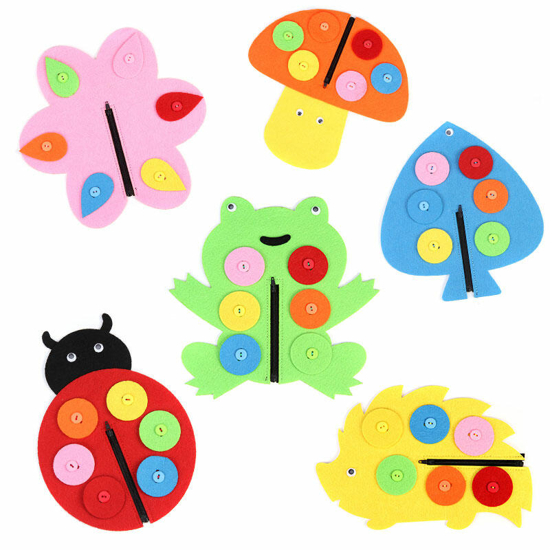 

6Pcs DIY Zipper Button Children Early Education Toy, Multicolor, 468091