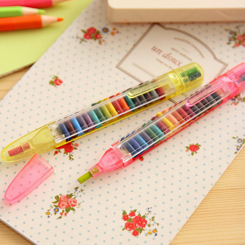 

Hobbies and Toys 20 in 1 Stackable Crayons Colorful Glitter Crayon Stacking Crayons, Random