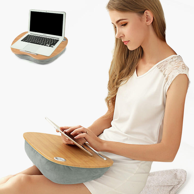

Soft Cushion Laptop Tray Desk in Gray. Size