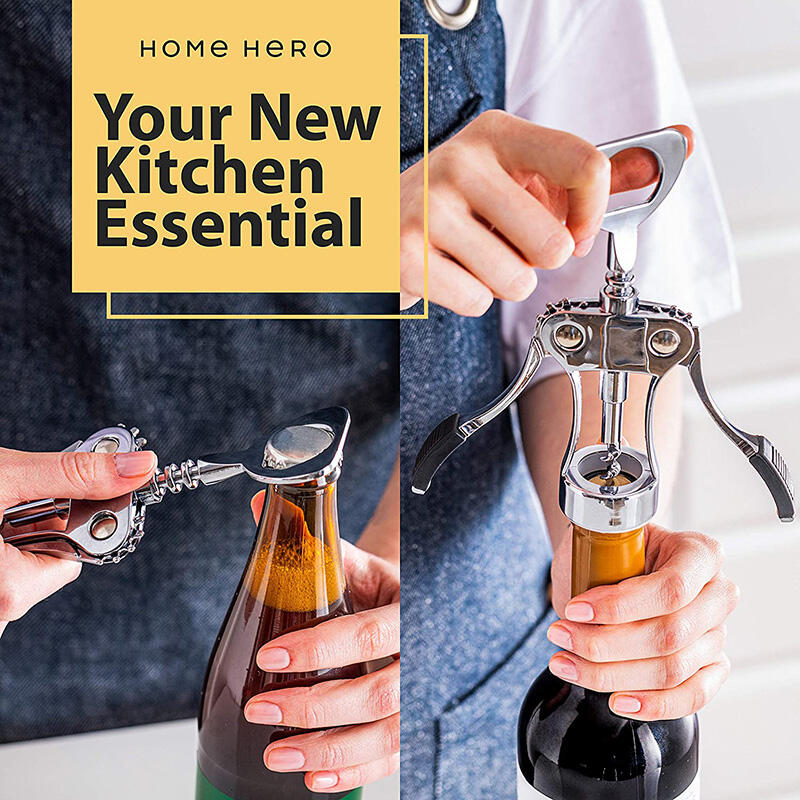 

Multi-Function Wing Corkscrew Wine Opener, Silver