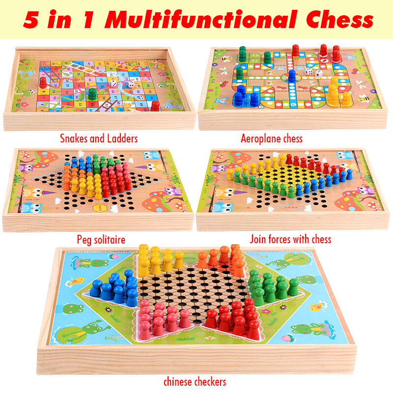 

Chinese Checkers Educational WoodenGame Puzzle Chess Toy, Multicolor