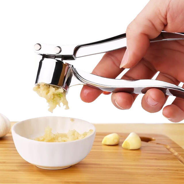 

Easy-squeeze Stainless Steel Garlic Press Squeezer, Silver, 468138