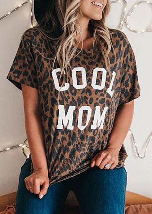 

Leopard Cool Mom T-Shirt Tee, 468303