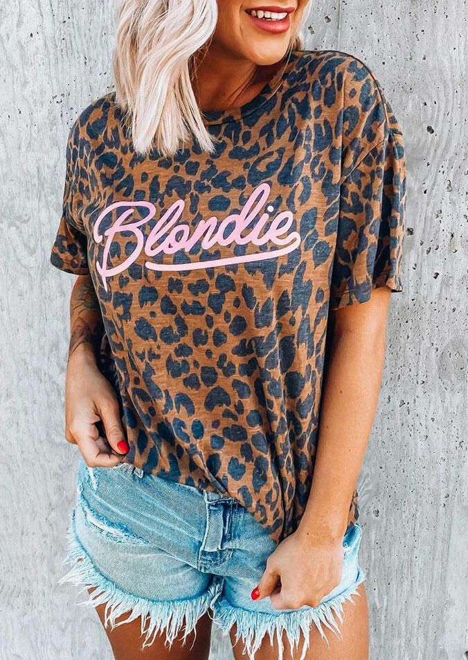 

Blondie Leopard O-Neck T-Shirt Tee, 468305