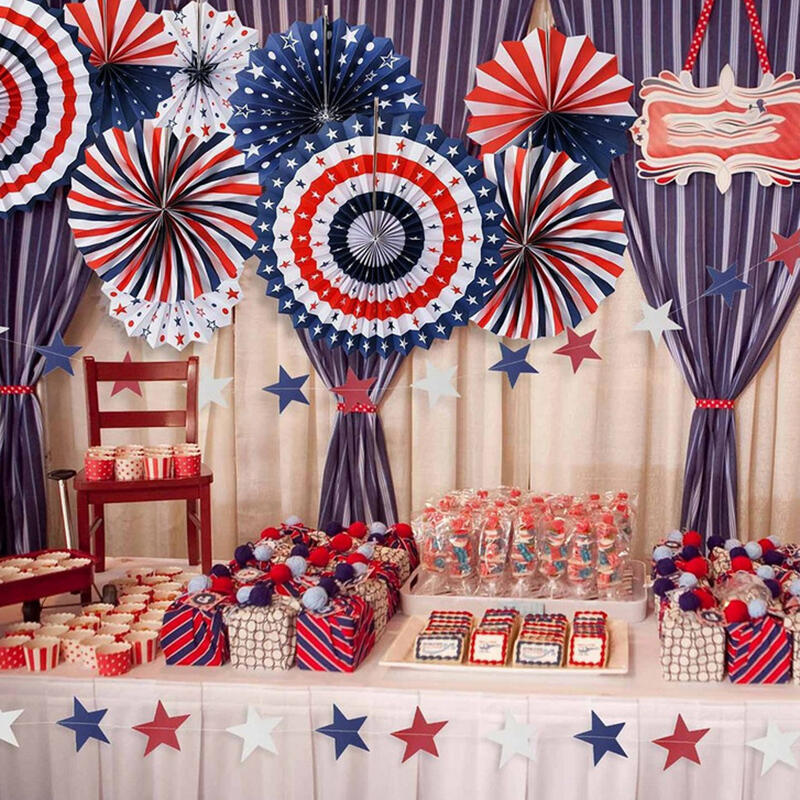 

6Pcs American Decorations Backdrop Folded Paper, Multicolor, 468465