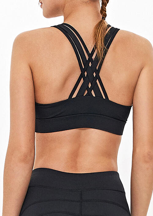 

Activewear Criss-Cross Quick-Drying Breathable Yoga Sports Bra - Black. Size