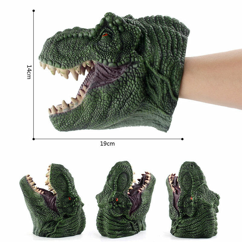 

Realistic Soft Rubber Dinosaur Hand Puppet Toy, Green;brown, 468480