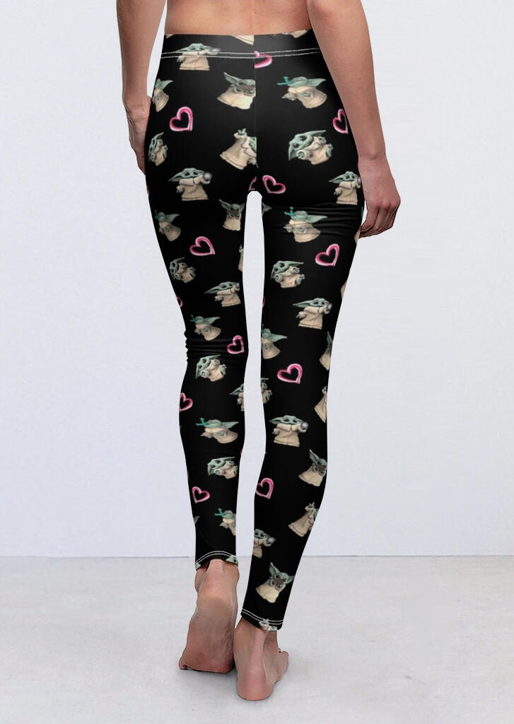 

Presale - Baby Yoda Heart Yoga Fitness Activewear Leggings - Black, 468488