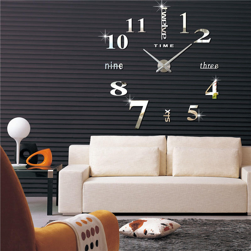 

DIY Creative Wall Clock Decor Stickers, Black;silver, 468593