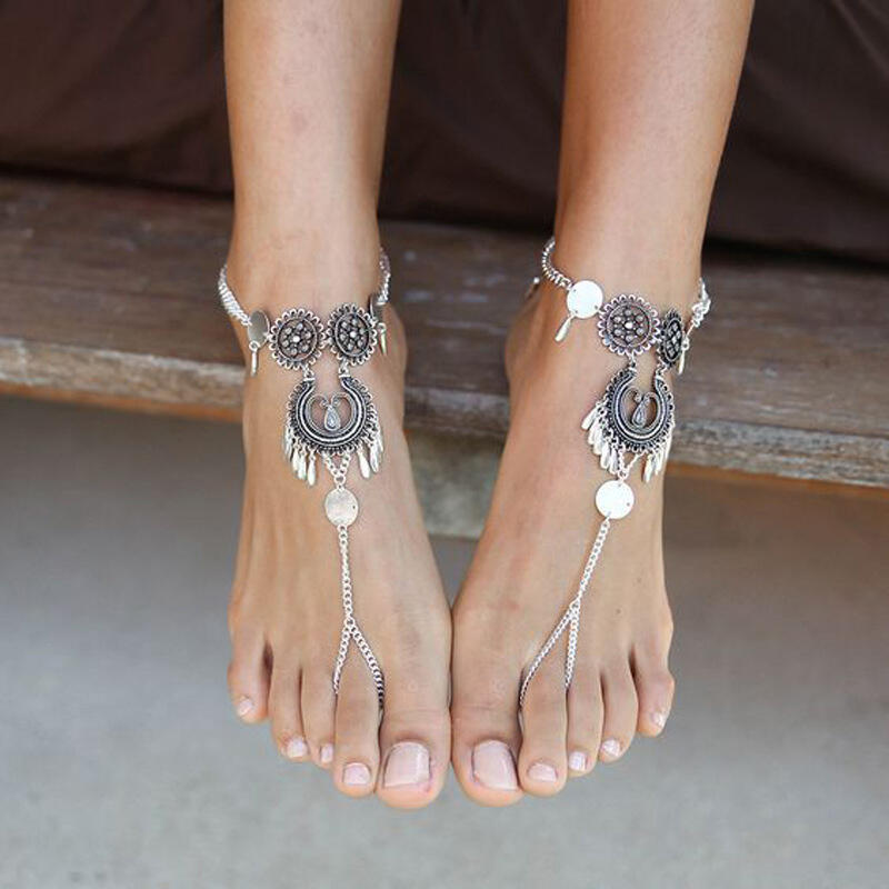 

Bohemian Hollow Out Drop Alloy Anklet, Silver, 468603